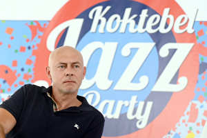 Koktebel Jazz Party Art Director Mikhail Ikonnikov at a news conference on the opening of the 2015 Koktebel Jazz Party international jazz festival.